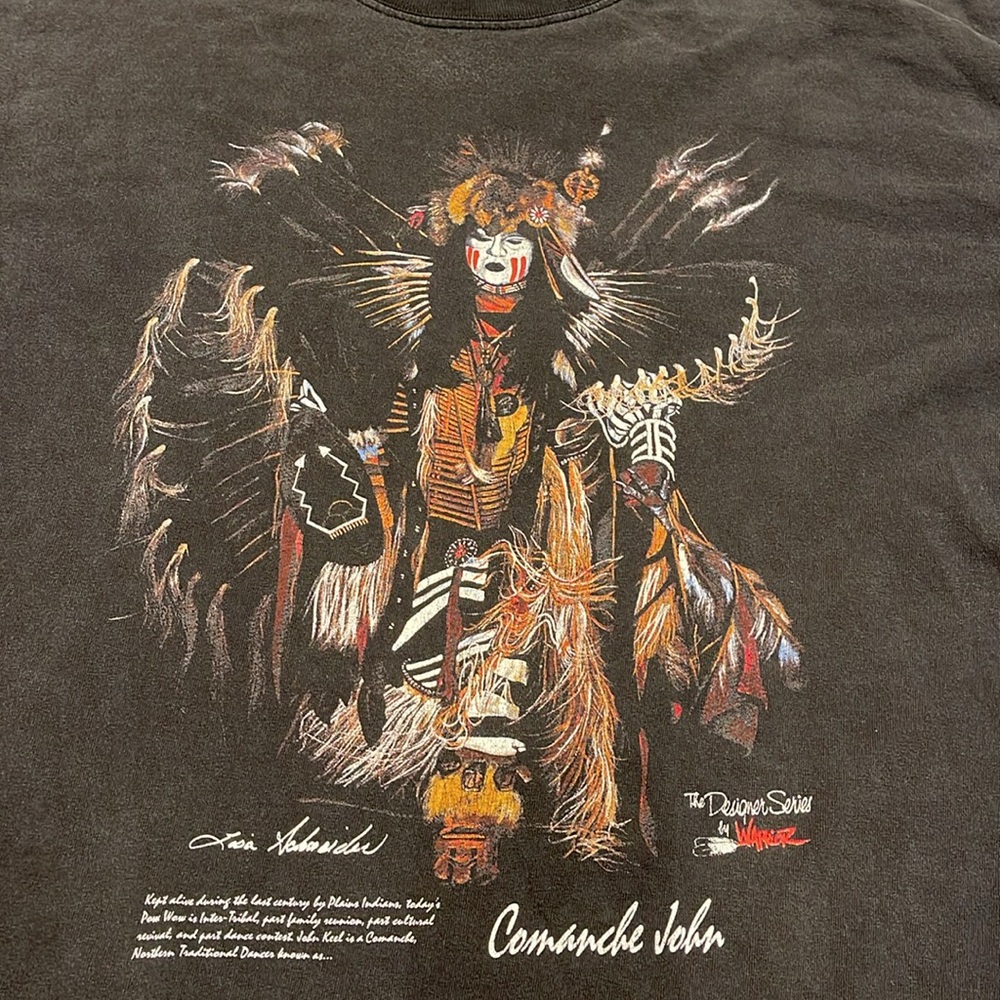 Vintage Native American Comanche John T-shirt Artist Lisa Scheinder Black XL